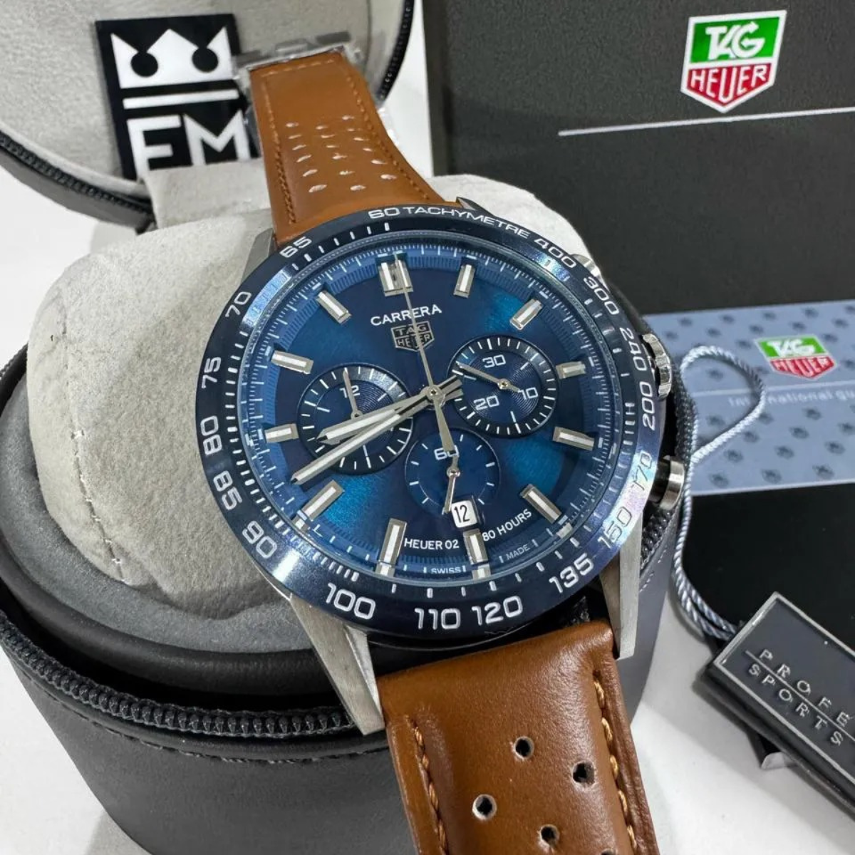 TAG Heuer Carrera Chronograph – Blue/Brown – Heuer 02 – 80 Hours - Image 2