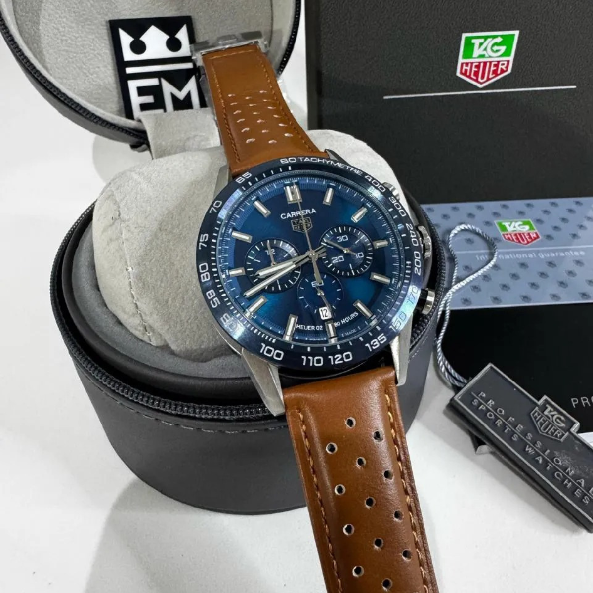 TAG Heuer Carrera Chronograph – Blue/Brown – Heuer 02 – 80 Hours - Image 3