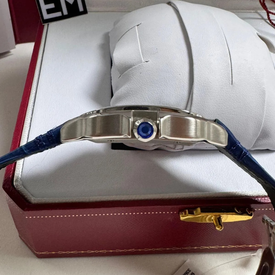 Cartier Santos Automatic Blue Leather - Image 4
