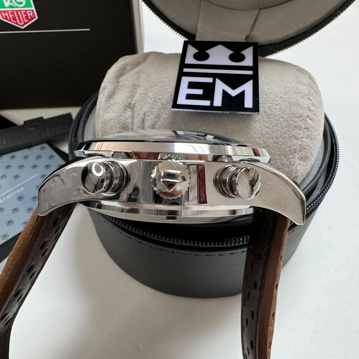 TAG Heuer Carrera Chronograph Classic White Leather Strap - Image 4