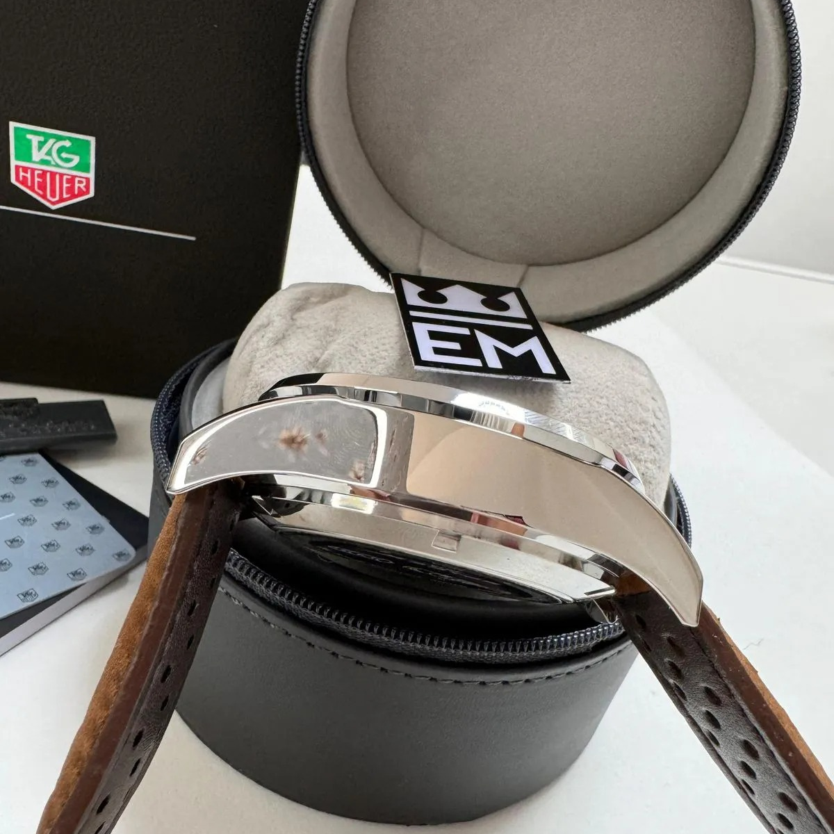 TAG Heuer Carrera Chronograph Classic White Leather Strap - Image 5