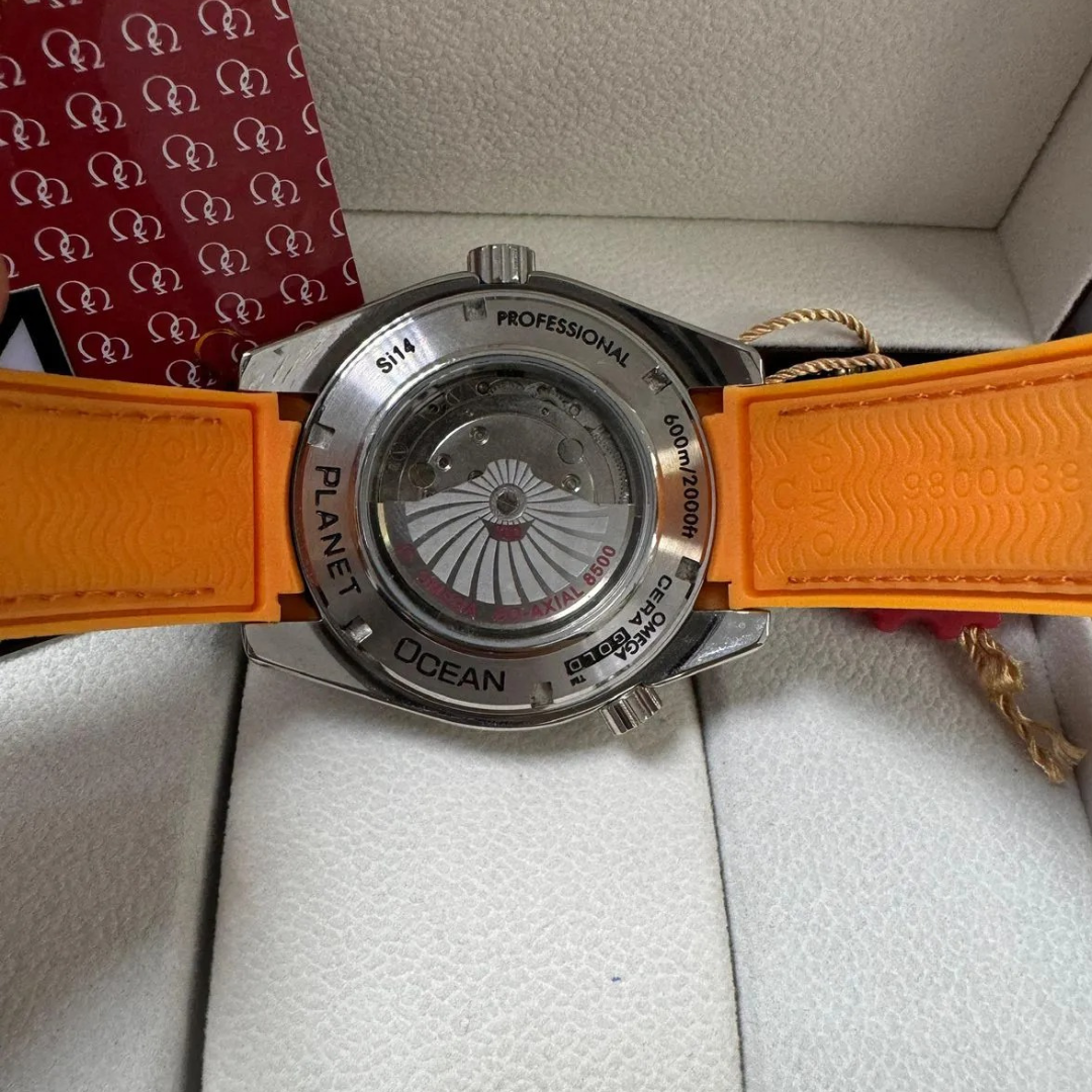 Omega Seamaster Planet Ocean “Co-Axial Chronometer” – Blue/Orange | White Dial - Image 6