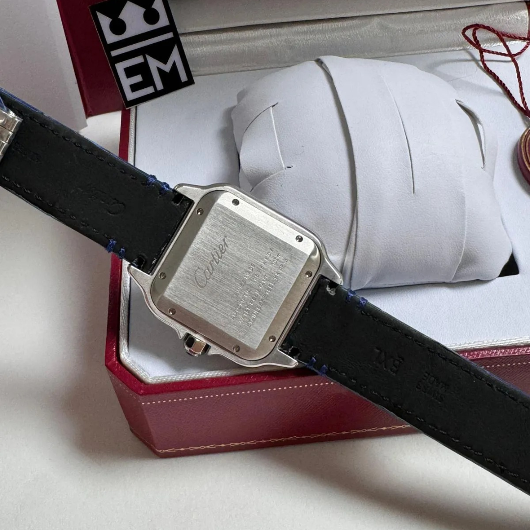 Cartier Santos Automatic Blue Leather - Image 6