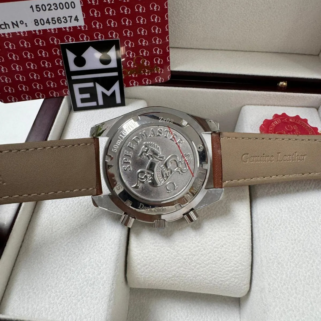 Omega Speedmaster Co-Axial Chronograph Gray/Orange – 42 mm Brown Leather Strap - Image 6