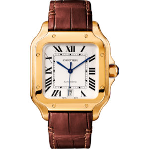 Cartier Santos Automatic – Gold with Brown Leather Strap